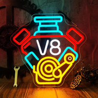 V8 Engine Neon Sign Racing Decor Muscle Car LED Neon Light for Man Cave Shop Workshop Wall Art Decor Gifts for Men Garage USB
