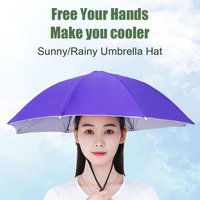 Summer Head-mounted Umbrella Foldable Waterproof UV Protection Sun Rain Cap for Outdoor Fishing Camping Beach for Men Women