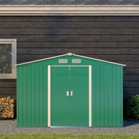 Outsunny 9 x 6ft Metal Garden Shed, Outdoor Storage Tool House with Ventilation Slots, Foundation Kit and Lockable Double Doors
