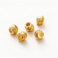 10/30/50pcs 5mm*6mm 18K Gold Plating Brass Irregular Beads High Quality Stripe Spacer Beads For Fashion Jewelry Making Supplies