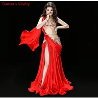New high quality Belly Dance Costume Dresses Sexy Bra+Skirt+belt stage Performance Suits Outfits Clothes green red 2 colors