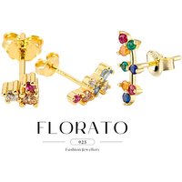 1Pair 925 Sterling Silver Needle Colorful Zircon Geometric Earrings Exquisite Perforated Small Stud Earrings Fashion Jewelry