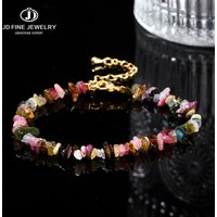 JD Natural Stone Mixed Tourmaline Gravel Lucky Chain Bracelet Women Fashion Jewelry Adjustable Chip Bracelet Yoga Chakra Gifts
