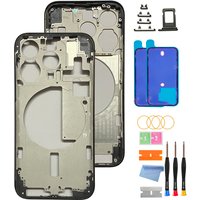 Back Housing for iPhone 15 Pro 15 Pro Max with Glass Rear Cover, Middle Frame, SIM Tray and Repair Tools