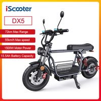 IScooter DX5-1 1500W Electric Scooter 48V 15.6Ah Battery 55km/h Max Speed 60-72km Range With Seat and Basket 15' Tires With NFC