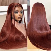 36 Inch Reddish Brown Straight 13x4 HD Lace Frontal Wig 13x6 Lace Frontal Bone Straight Human Hair Wigs 100% Human Hair Quality