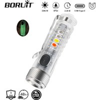 BORUiT MY22 220LM Keychain UV EDC LED Flashlight Type-C Rechargeable Torch Work Light Waterproof Camping Pocket Lantern