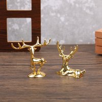 1Pc Elk Deer Statue Christmas Reindeer Art Figurine Vintage Handicraft Home Ornament Table Decoration