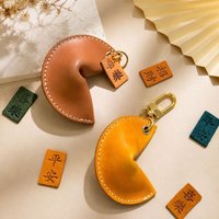Crescent Dumpling Leather Keychain Safe Talisman Bag Creative Pendant Holder Leather Jewelry Storage Bag Accessries Gift