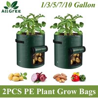 2PCS PE Plant Grow Bags 1/3/5/7/10 Gallon Potato Pots for Plants Garden Planting Bag With Harvest Windows & Sturdy Handles