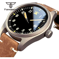 Tandorio NH35 Titan 39 mm Pilot Herren-Automatik-Taucheruhr 20 bar Flieger-Zifferblatt Datum AR Saphirglas leuchtende Schraubkrone