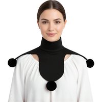 Pierrot Clown Collar Black Turtleneck Style with Pom Poms Theatrical Minimalist Harlequin Neck Accessory