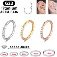 18G/16G Women's Round Earrings G23 F136 Titanium Nose Ring Hinge Clicker Open Diaphragm Nose Ring Fashion Lady Piercing Jewelry