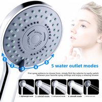 1/2/3Pcs High Pressure Shower Head 5 Adjustable Spray Modes Water Saving Portable Nozzle For Household Bathroom Daily Showering