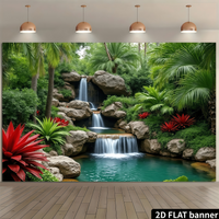 1pc tropical waterfall backdrop banner, suitable for home, wall decoration, garden celebration party, photography props