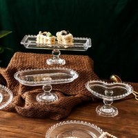 Nordic Style Glass Cake Stand with Pedestal, Elegant Dessert Plate for Afternoon Tea Party, Modern Snack Fruit Serving Tray