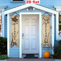 Set of 2 | 2D Flat-Style | Wizard & Magic-Themed Decorative Welcome Door Banners | Suitable for Indoor & Outdoor Parties | WSJ