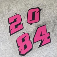 1Pc Pink Racing Number 0-9 Stickers Waterproof UV Vinyl Decals For Motorcycle Bike Car Helmet JDM Decor