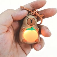 Cute Capybara Glowing Keychain ,Light-Up Orange Belly, mini Capibara Keyring Backpack decorative For Children's Birthday Gifts