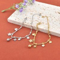 Lokaer Stainless Steel Heart Star Charm Bracelets For Women Gold Plated Various Pendants With Shining Zircon Hand Jewelry B25235