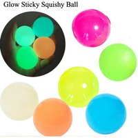 6Pcs Sticky Wall Balls Ceiling Balls Stress Relief Luminous Fun Decompression Sticky Ball Anxiety Relief Glowing Ceiling Balls