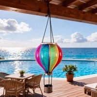 Waterproof Portable Decorative Hot Air Balloon Solar Lantern Lamp for Outside Garden Patio Balcony Pathway Night Decoration