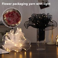 1Pcs LED Flower Wrapping Paper With Lights Lace Mesh Wave Yarn Florist Bouquet Packaging Decoration Wedding Birthday Gifts