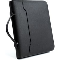 Zipper Binder with Laptop Sleeve PU Leather Multi-Function Organizer for Manager Business Professional Portfolio Folder Black