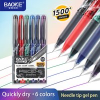 BAOKE 6 Colors Set 0.5mm Needle Tip Gel Pens Quick Drying Smooth Writing Fine Point Rollerball Pens for School Office Supplies