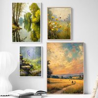 Soft And Beautiful Rural Wilderness Natural Oil Painting Landscape Art Poster Canvas Printing Living Room Bedroom Wall Decor