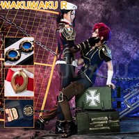 IN STOCK Caitlyn Vi Cosplay Costume Anime Arcane Cosplay【XS-3XL】WakuWakui-N Women Uniform Caitlyn Vi Arcane Hat Plus Size LOL