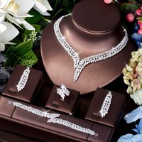 Unique Brilliant Cubic Zirconia Wedding Jewelry Set For Women Geometric African Luxury Bride 4 Piece Holiday Dress S-339