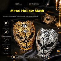 1/2 Stück Skelett-Metall-Gesichtsmaske mit Diamanten für Damen und Herren, für Partys, sexy, vollständig bedeckende Maske mit Ausschnitten, Totenkopf-Maske.