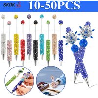 10-50Pcs New Arrival DIY Beaded Ballpoint Pen Full Rhinestone Handmade Creative Bead Pen Office School Writing Gift Pen