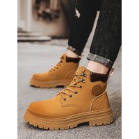 Mens Boots Street Yellow Men's Biker Boots Fashion Design Motorcycle Boots Women British Style Casual Outdoor Leather Ankle Boot