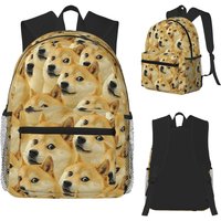 Doge Wow Shiba Inu Doggo Dog Meme Montage Student Backpack School Bag Hiking Travel Daypack for Men Women Bookbag Shoulder Bags