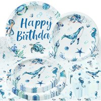 Blue Ocean Plates and Napkins Under The Sea Decorations Sea Animal Underwater Beach Summer Birthday Party Supplies