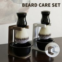 New Professional 3in1 Men's Beard Grooming Set Plastic Shaving Brush With 3D Printed Stands and Foam Soap Bowl Shaving Tools