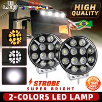 CO LIGHT 9 Zoll runde Off-Road-Arbeitsleuchte E9 LED-Fahr-LKW-Scheinwerfer-Blitz-Blinker gelb DRL 12 V 24 V für Pickup 4 x 4 Auto