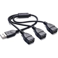 30cm USB 3 in 1 Splitter Charge Cable USB-A Male to 3 Female USB 2.0 Hub for Charging, Data Transfer, Laptop/PC/Keyboard/Mouse