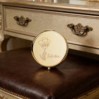 1PC Cool Flower Custom Name Metal Sliver Makeup Mirror Birthday Gift