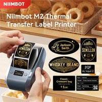 Niimbot M2 Thermal Transfer Label Printer Golden/White Ribbon and Black Self Adhesive Wine Bottle DIY Labels for Home Bussiness
