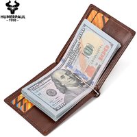 Genuine Leather Mens Slim Wallet with Money Clip RFID Blocking Bifold Credit Card Holder SlimMale Cash Holder Purse