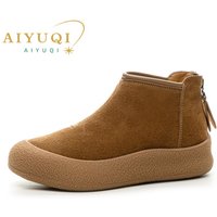AIYUQI Snow Boots Women Large Size 2025 Winter Genuine Leather Women Short Shoes Thickened Warm Winter Boots Women