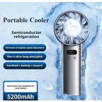 5200mah Ice Compress Fan High-speed Cooling Handheld USB Rechargeable Portable LED Digital Display For Travel Outdoor