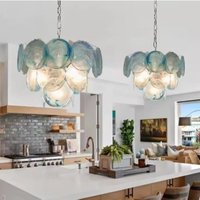 Modern Luxury Colored Glass Chandelier Restaurant Living Room Villa Bedroom Hotel Retro Art LED Pendant Lamp Home Lighting Decor