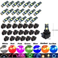 20pcs Led Bulb Dash Lights Super Bright T5 2721 37 70 286 Wedge PC74 Twist Socket Automotive Instrument Panel Gauge Light Kits