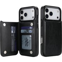 For iPhone 17/Air/17 Pro/17 Pro Max Wallet Case With Card Holder,PU Faux Leather Kickstand Card Slots Case,Double Magnetic Clasp