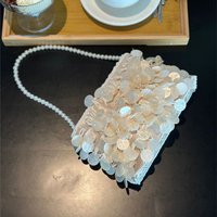 XMESSUN New Shell Beaded Clutch Bag,Fashion Luxury Handmade Pearl Chain Handle Evening Bag Luxury Designer Vacation Beach Bag