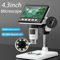 Mikroskop cyfrowy z ekranem IPS 4,3 cala, mikroskop do monet 1600X, profesjonalny mikroskop elektronowy USB 2MP do naprawy zegarków i płyt PCB